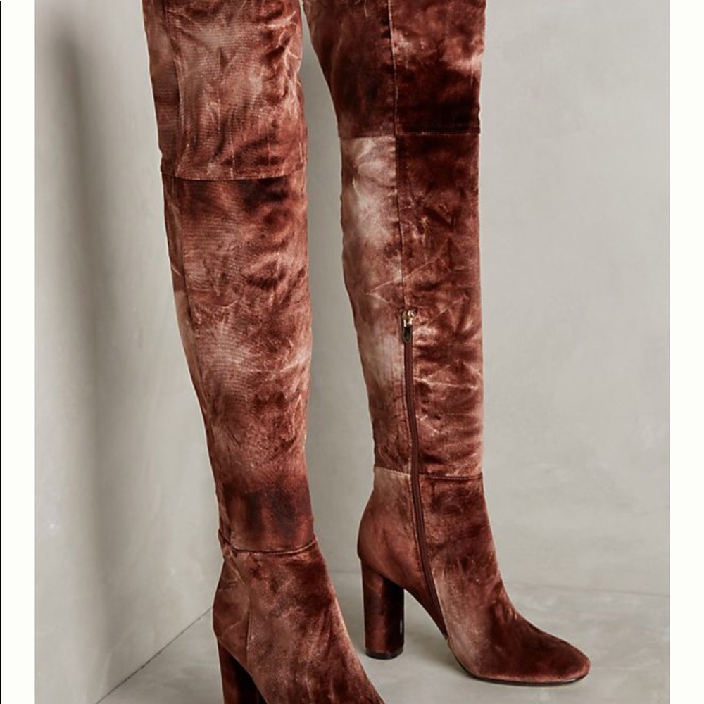 Silent D thigh high velvet boots